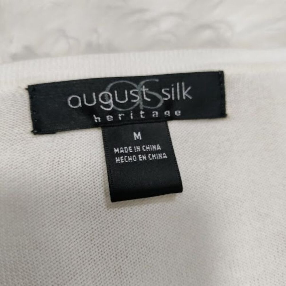 August Silk Heritage Womens Med Scallop Knit Button Front Cardigan Sweater White - Picture 3 of 8